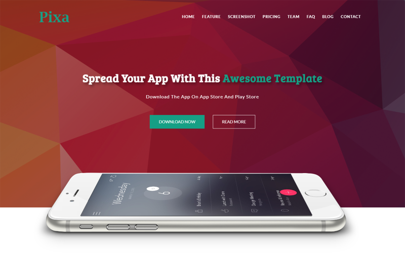 pixa app landing page html template original
