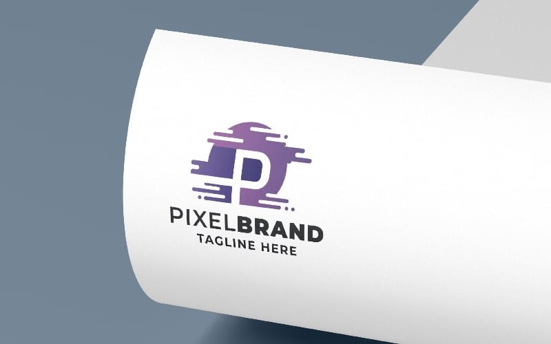 pixel brand letter p pro logo template original