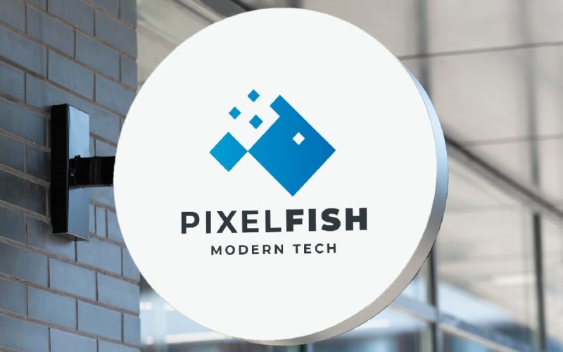 pixel fish pro logo template original