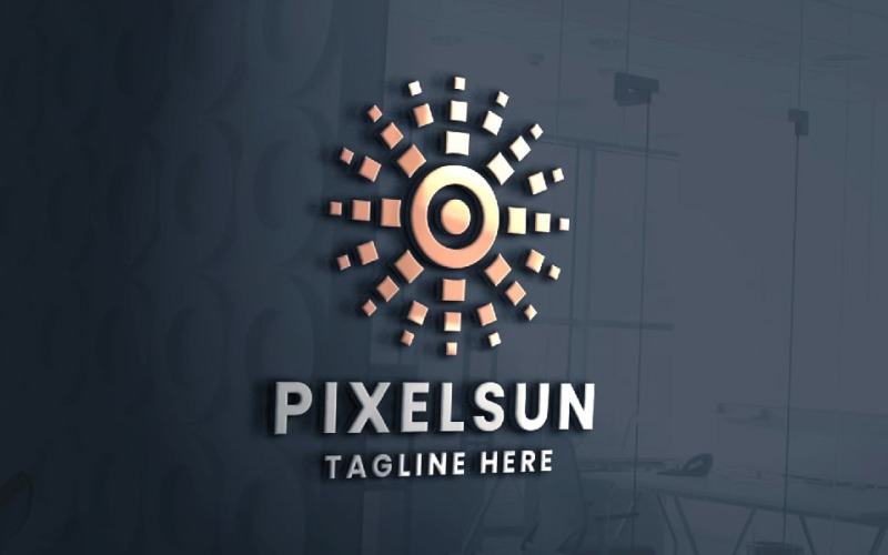 pixel sun pro logo template original