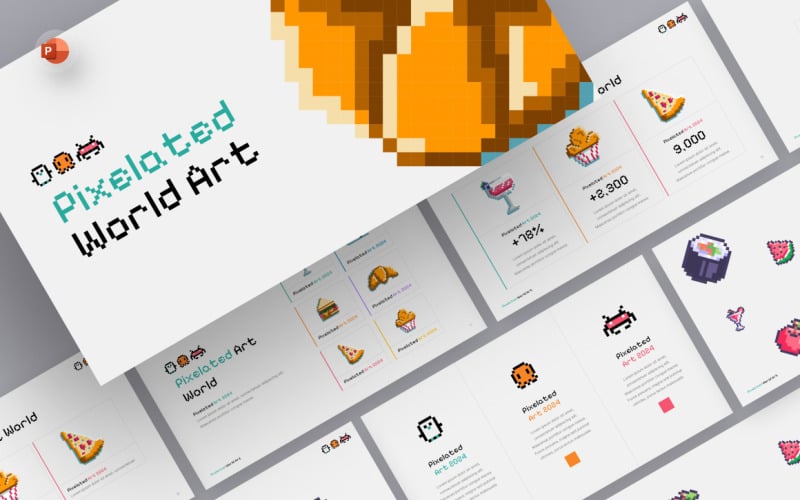 pixelated art powerpoint template original