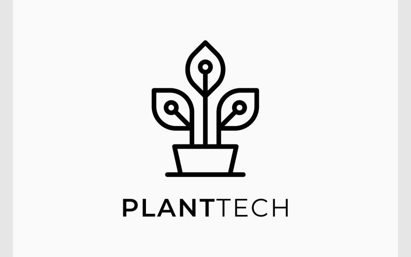 plant pot circuit technology logo original