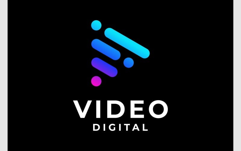 play button digital tech logo original