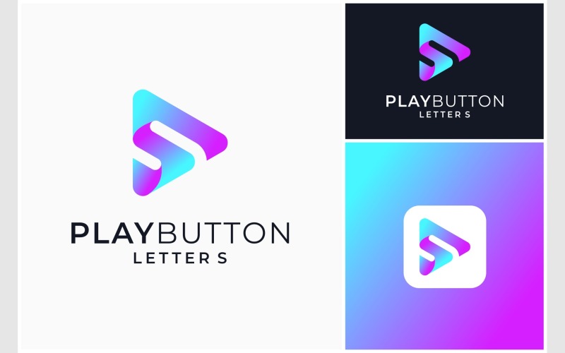 play button letter s colorful logo original