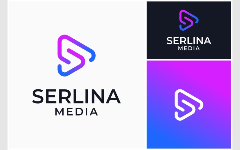 play button letter s line logo original