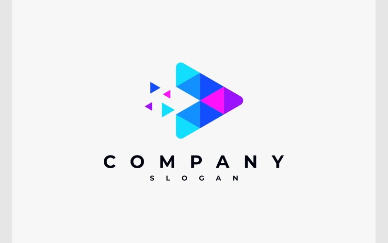 play button modern tech logo original