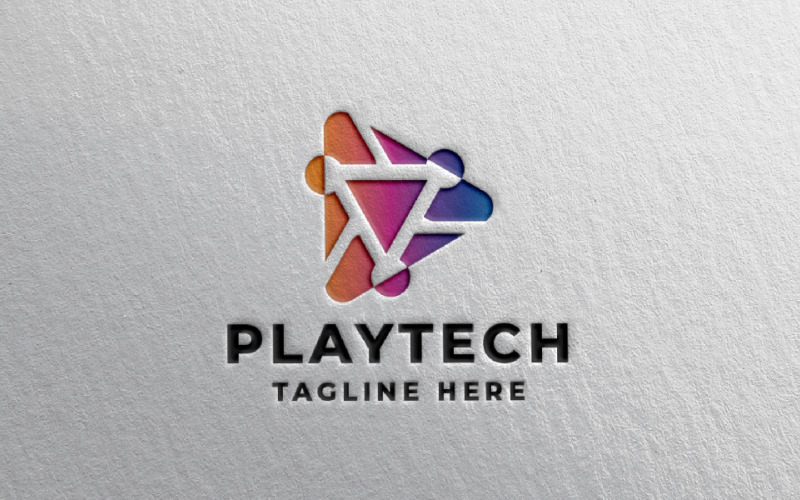 play tech media pro logo template original