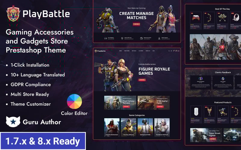 playbattle gaming accessories and gadgets store prestashop responsive theme original