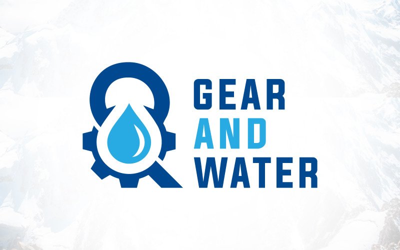 plumber gear and water plumbing logo design original