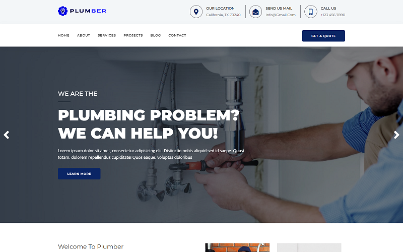 plumber landing construction html template original