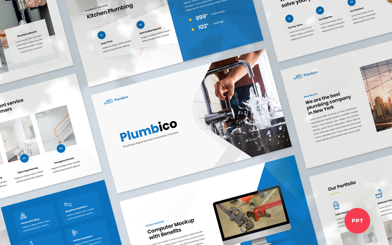 plumbico plumbing presentation powerpoint template original