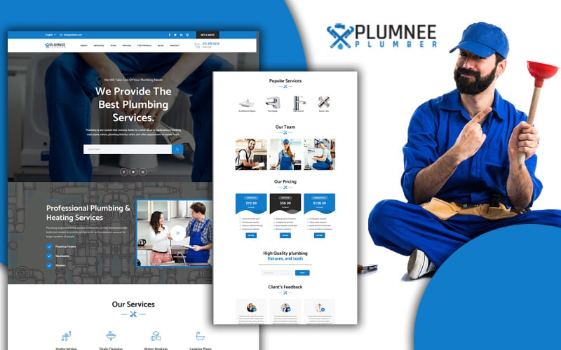 plumnee simple plumbing amp sanitary landing page html template original