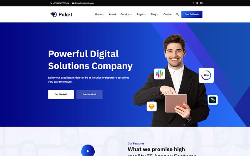 poket startup agency wordpress theme original