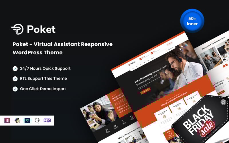 poket virtual assistant responsive wordpress theme original