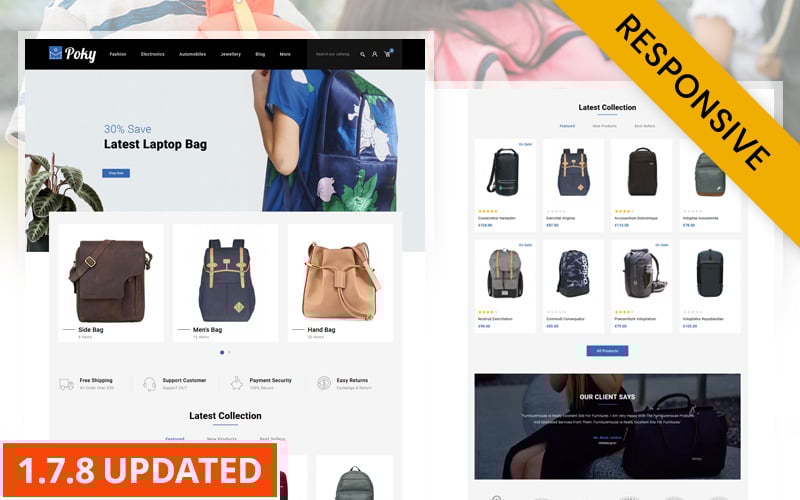poky travle bag store prestashop theme original
