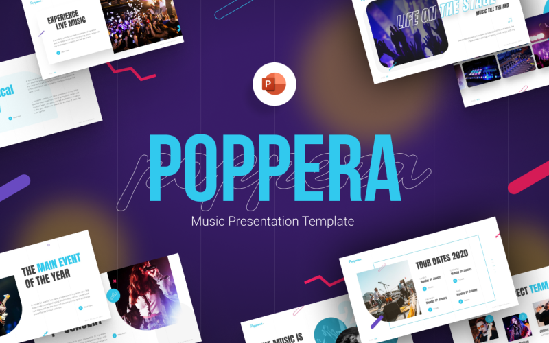poppera music presentation powerpoint template original