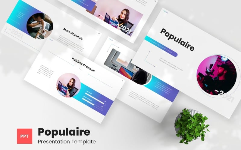 populaire content creator powerpoint template original