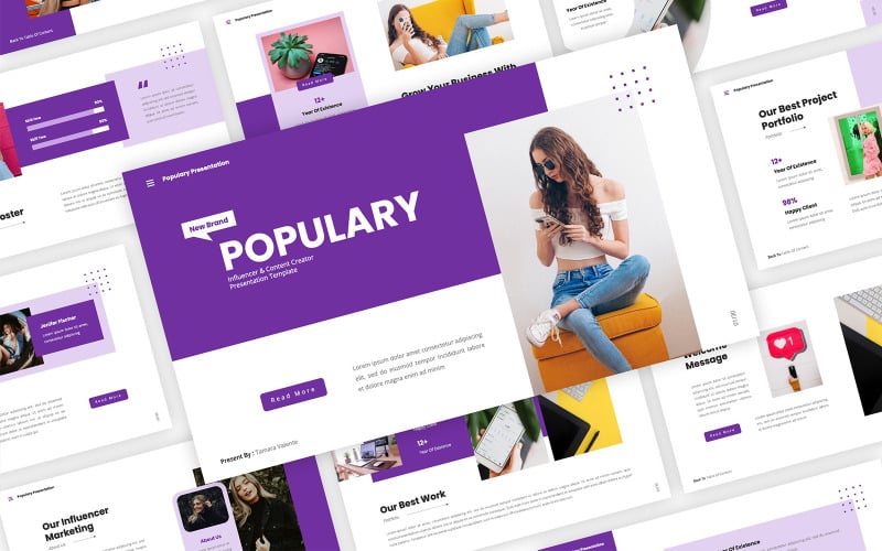 populary influencer amp content creator powerpoint template original
