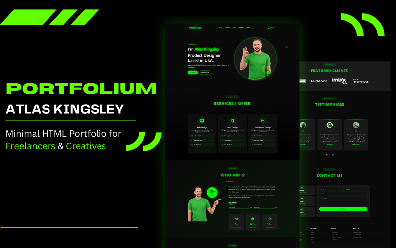portfolium one page responsive html template for creatives and freelancers original