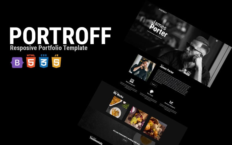 portroff responsive personal portfolio bootstrap html website template original