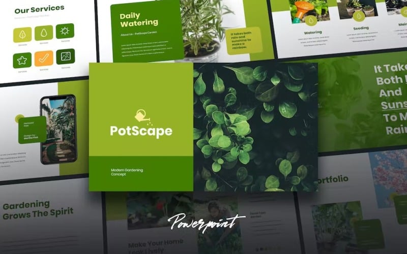 postcape green business powerpoint template original