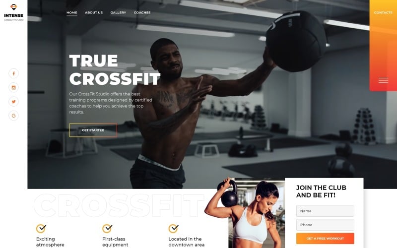 power crossfit studio one page creative html landing page template original