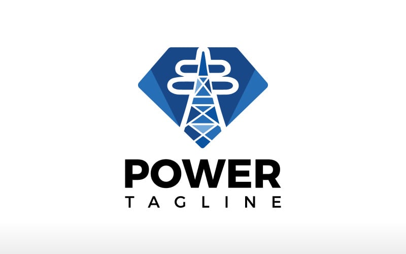 power diamond with electric tower logo design original