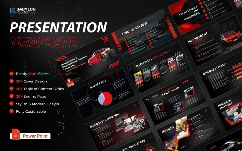 power point template for car related presentation a complete slide collection original