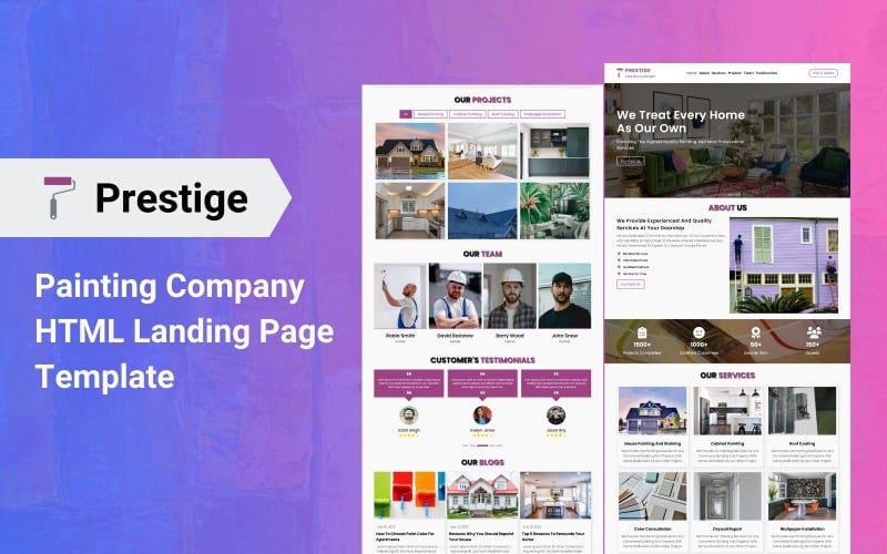 prestige painting company responsive landing page template original