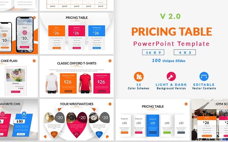 pricing table v powerpoint template original