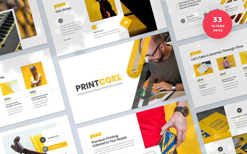 printcore printing company presentation powerpoint template original
