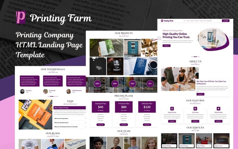 printing farm printing company html landing page template original