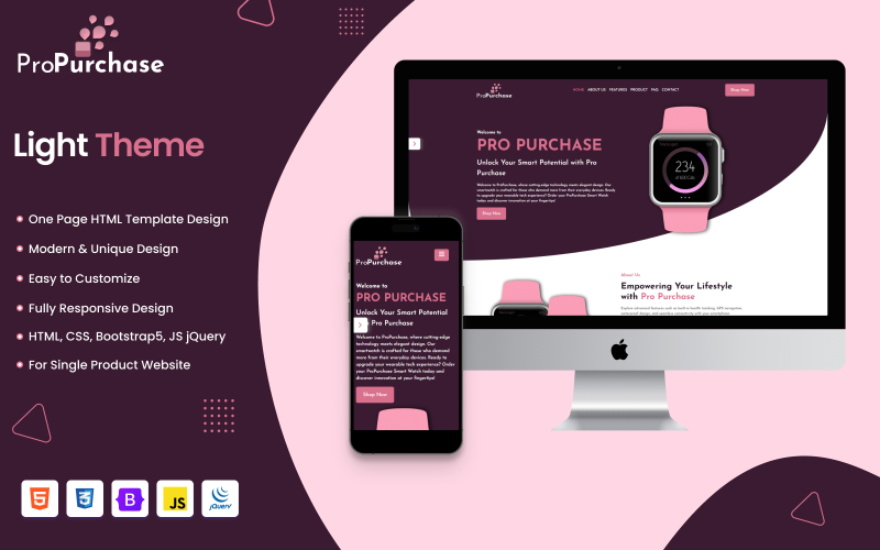 pro purchase single product html bootstrap landing page template original