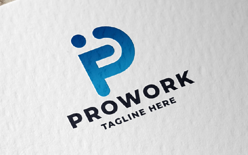 pro work letter p pro logo template original