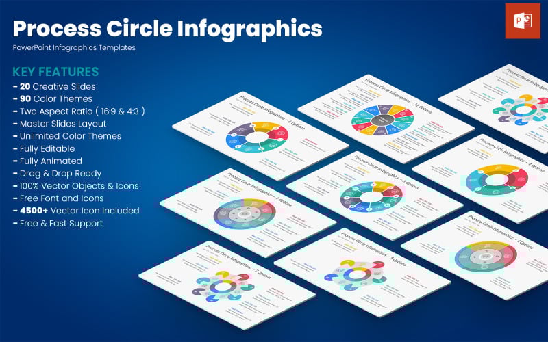 process circle infographics powerpoint templates original