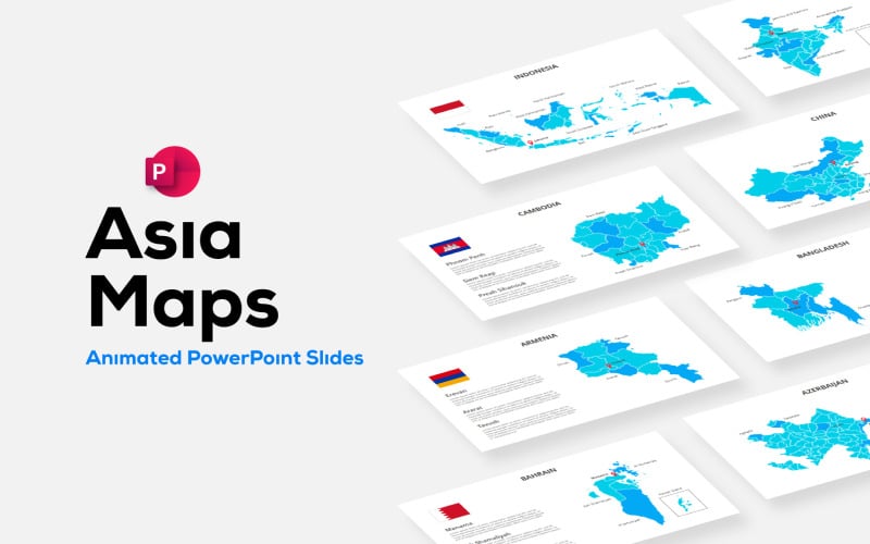 professional animated asia maps for powerpoint slides digital file original