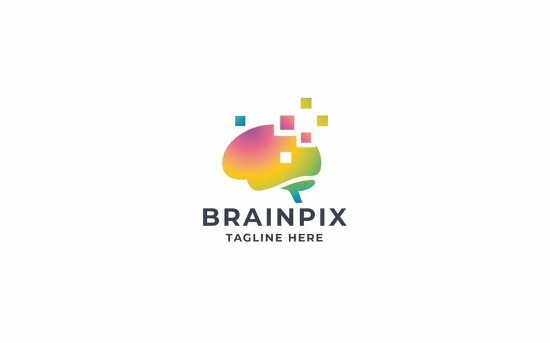 professional brain pixel logo original