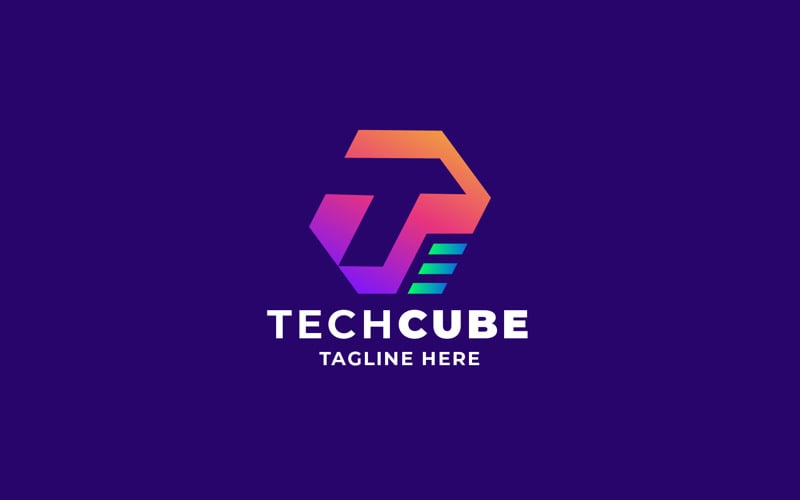 professional letter t tech cube logo original