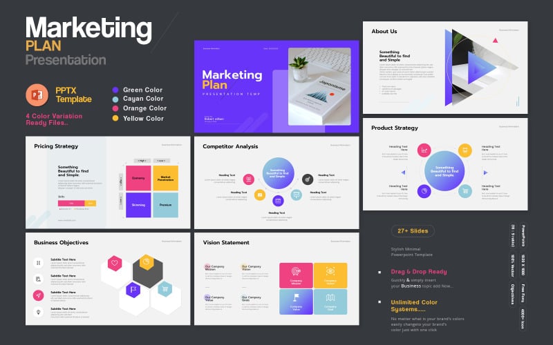 professional marketing plan powerpoint clean design with accent amp colorful layout original