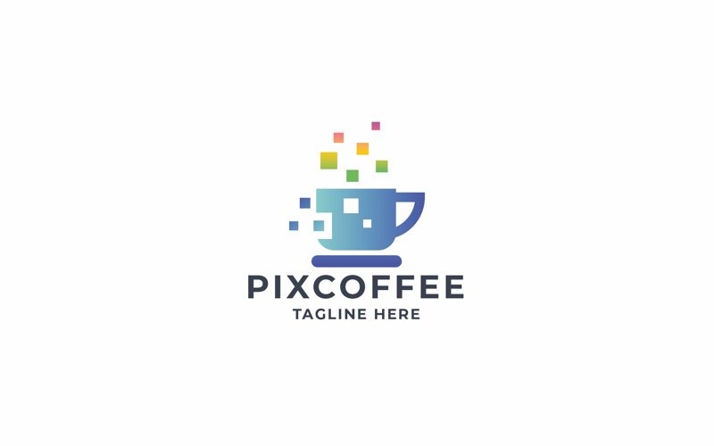 professional pixel coffee logo original
