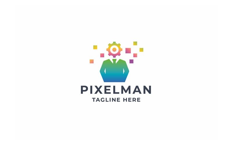 professional pixel man logo original