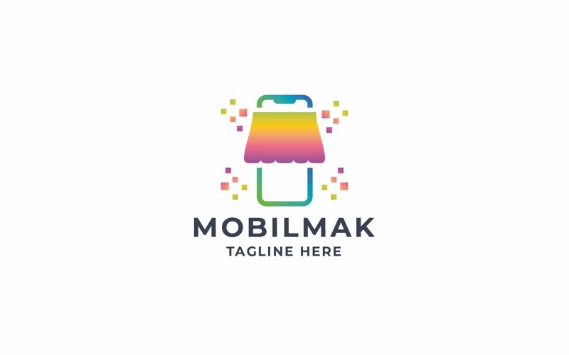 professional pixel mobile market logo original