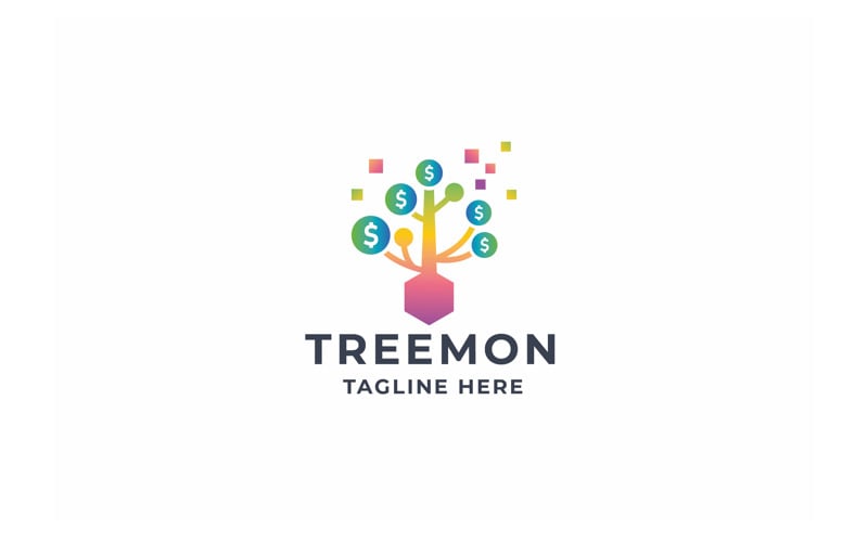 professional pixel money tree logo original