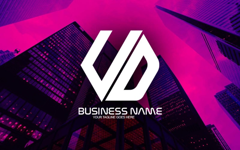 professional polygonal ud letter logo design for your business brand identity original