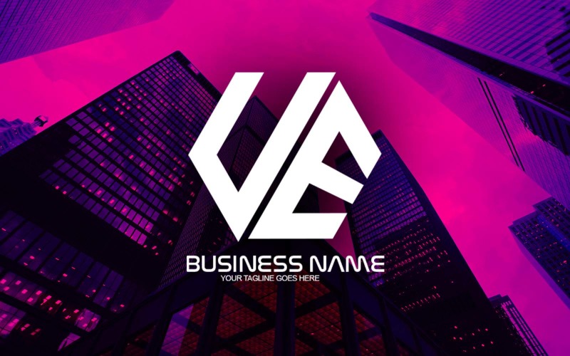 professional polygonal ue letter logo design for your business brand identity original