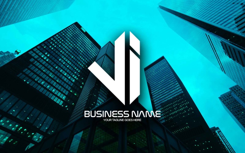 professional polygonal vi letter logo design for your business brand identity original