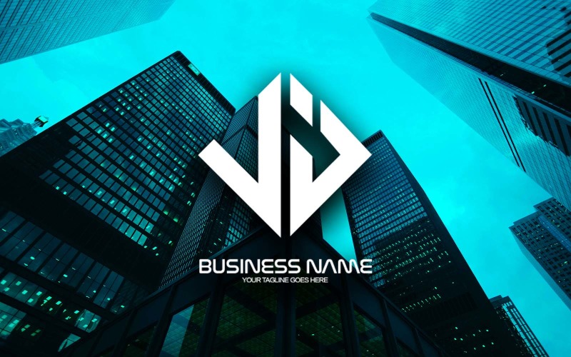 professional polygonal vj letter logo design for your business brand identity original
