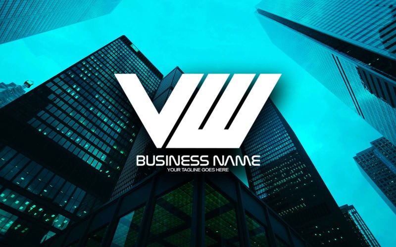 professional polygonal vw letter logo design for your business brand identity original