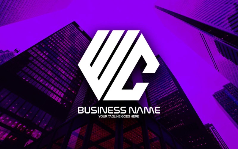 professional polygonal wc letter logo design for your business brand identity original