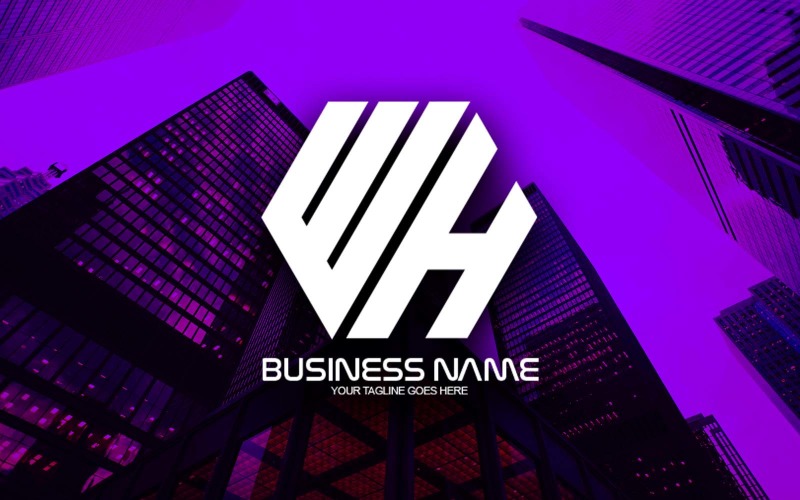 professional polygonal wh letter logo design for your business brand identity original